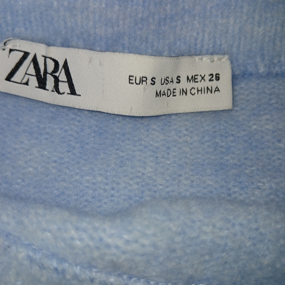 Zara Soft Blue Crew Neck Sweater EUC - Picture 2 of 3